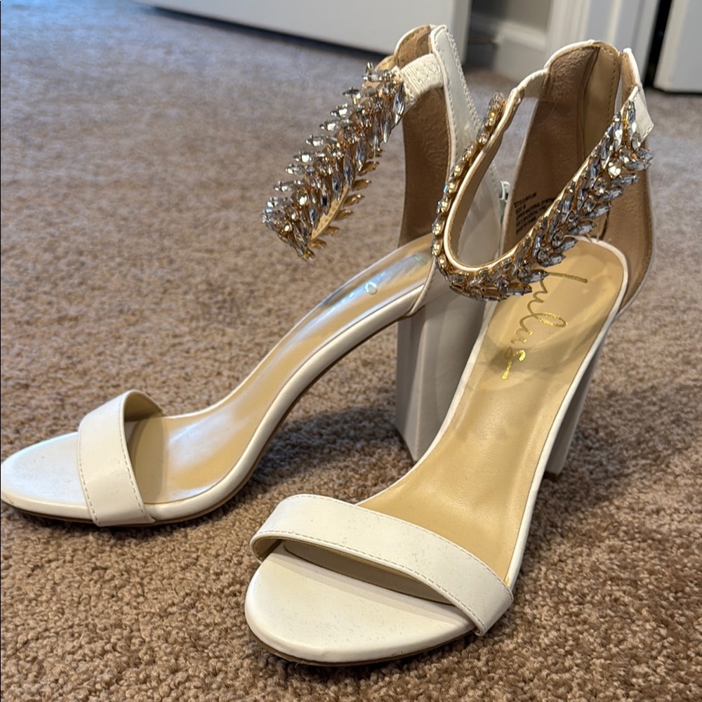Lulu's White Embellished Heels